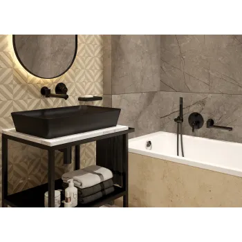 Vannas maisītājs Denate Silia uz vannas malas, Melns BQS_N14M