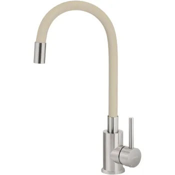 Virtuves jaucējkrāns ar elastīgu izteku Deante Luno, bēšs, matēts metāls BOC_5720