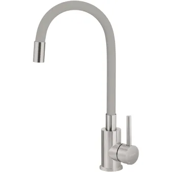 Virtuves jaucējkrāns ar elastīgu izteku Deante Luno,pelēks, matēts metāls BOC_S720