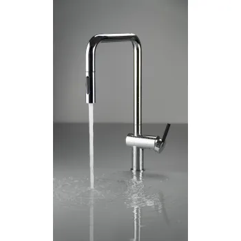 Virtuves jaucējkrāns ar izvelkamu izteku Deante Momi, hroms BKM_073N