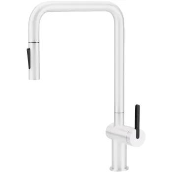 Virtuves jaucējkrāns ar izvelkamu izteku Deante Momi, balts BKM_A73N