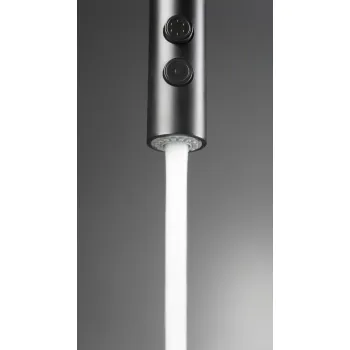 Virtuves jaucējkrāns ar izvelkamu izteku - 2 veidu strūklas Deante Olfato, melns BQO_N72M