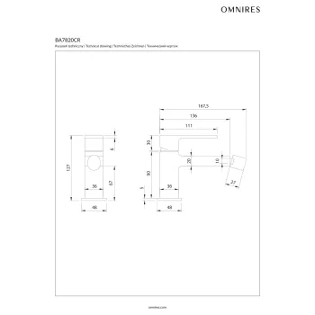 Bidē maisītājs Omnires BARETTI, pulēts hroms BA7820CR