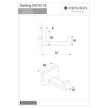 Drēbju pakaramais āķis Omnires DARLING, pulēts zelts DA70110GL