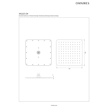 Dušas galva Omnires SLIMLINE, 25 × 25 cm, 1 strūklas režīms, pulēts hroms / balta WG225-OCRB