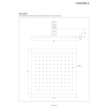 Dušas galva Omnires SLIMLINE, 30 × 30 cm, 1 strūklas režīms, pulēts hroms WG230CR