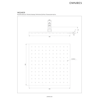 Dušas galva Omnires SLIMLINE, 40 × 40 cm, 1 strūklas režīms, pulēts hroms WG240CR