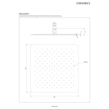 Dušas galva Omnires ULTRA SLIMLINE, 40 × 40 cm, 1 strūklas režīms, pulēts hroms WGU240CR