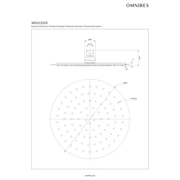 Dušas galva Omnires ULTRA SLIMLINE, Ø25 cm, 1 strūklas režīms, pulēts hroms WGU125CR