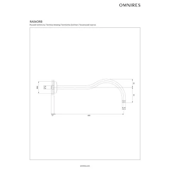 Dušas galvas turētājs Omnires ARMANCE, montāžai pie sienas, 40 cm, birstēts antīkais varš RA06ORB