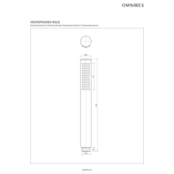 Dušas klausule Omnires MICROPHONE, 1 strūklas režīms, birstēts zelts MICROPHONEX-RGLB