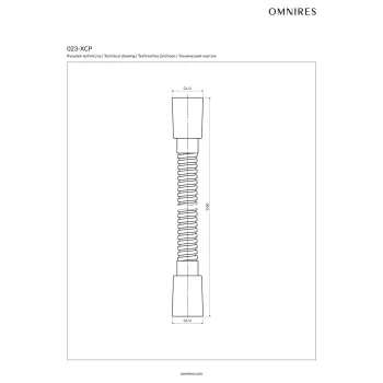 Dušas šļūtene Omnires, 150 cm, ar nerūsējošā tērauda apvalku, ar pretvērpšanās sistēmu, 1/2″ × 1/2″, pulēts varš 023-XCP