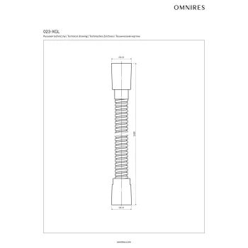 Dušas šļūtene Omnires, 150 cm, ar nerūsējošā tērauda apvalku, ar pretvērpšanās sistēmu, 1/2″ × 1/2″, pulēts zelts 023-XGL