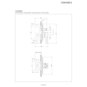 Dušas/vannas maisītāja element OMNIRES Y, iebūvējams, matēta grafīta tonis