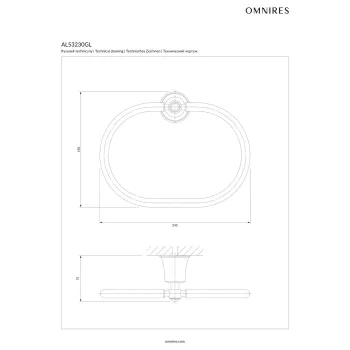 Dvieļu Turētājs Omnires ART LINE, 25 cm, pulēts zelts AL53230GL