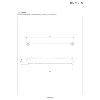Dvieļu turētājs Omnires ART LINE, 65 cm, pulēts zelts AL53216GL