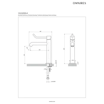 Vannas istabas izlietnes maisītājs OMNIRES Y, Inclusive Design, 23 cm, matēts niķelis