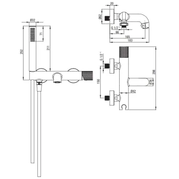Vannas / Dušas maisītājs Deante Silja ar rokas dušu Heka, Steel BHS_F11M