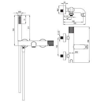 Vannas / Dušas maisītājs Deante Silja ar rokas dušu Heka, Pulēts Zelts BHS_R11M