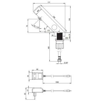Vannas istabas izlietnes maisītājs Deante SENSE SENSOR ar temperatūras regulāciju 230/6V Pulēts tērauds BQR_P29V