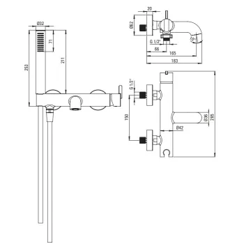 Vannas / Dušas maisītājs Deante Silja ar rokas dušu, Bronza BQS_C11M