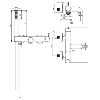 Vannas / Dušas maisītājs Deante Silja ar rokas dušu,Titāns BQS_D11M