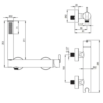 Dušas maisītājs Deante Silja ar rokas dušu, Steel BQS_F41M