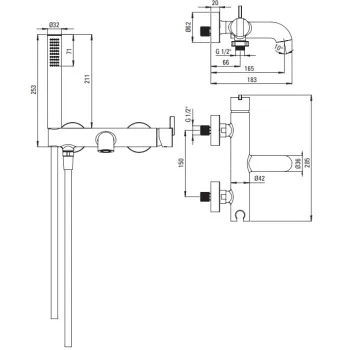 Vannas / Dušas maisītājs Deante Silja ar rokas dušu, Pulēts Zelts BQS_R11M