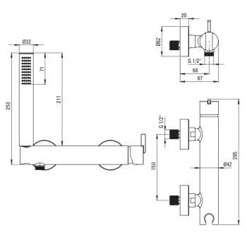 Dušas maisītājs Deante Silja ar rokas dušu, Pulēts Zelts BQS_R41M
