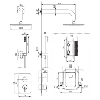 Dušas sistēma Deante Silia iebūvējama, Hromēta BXYY0QSM