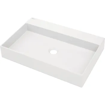 Vannas istabas izlietne Deante CORREO granīta uz virsmas ALABASTER, 600x400mm Balta