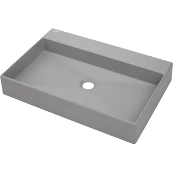Vannas istabas izlietne Deante CORREO granīta uz virsmas GREY METALLIC, 600x400mm Pelēka
