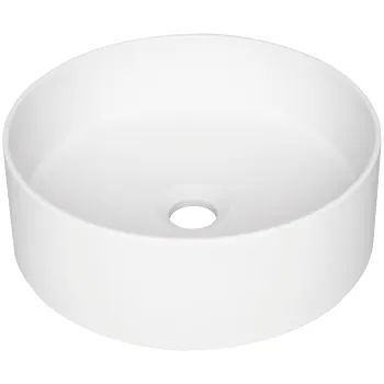 Vannas istabas izlietne Deante SILIA granīta uz virsmas, apaļa BEIGE, ALABASTER, D360mm Balta