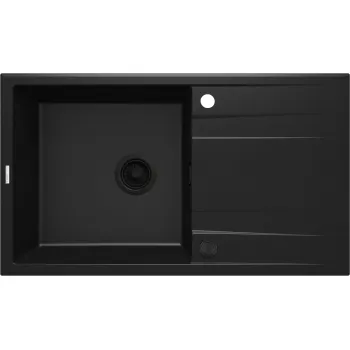 Granīta izlietne ar noteces virsmu Deante Eridan, melns ZQE_N113