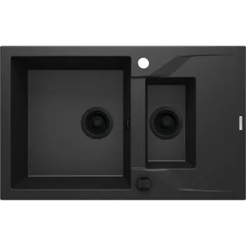 Granīta izlietne ar noteces virsmu Deante Andante, grafīts metālisks ZQN_G513