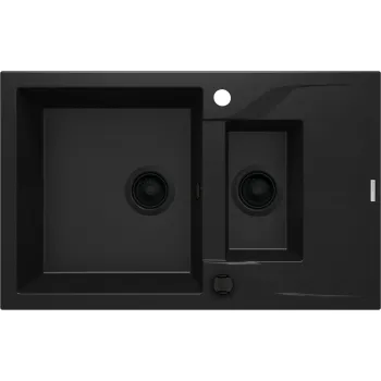 Granīta izlietne ar noteces virsmu Deante Andante, melns ZQN_N513