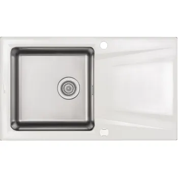 Granīta un tērauda izlietne ar noteces virsmu Deante Prime, tērauds, alabastrs ZSR_A113