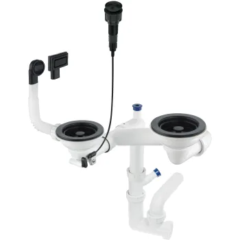 Vietu taupošais granīta izlietnes sifons Deante Space-Saver, melns ZXY_N983