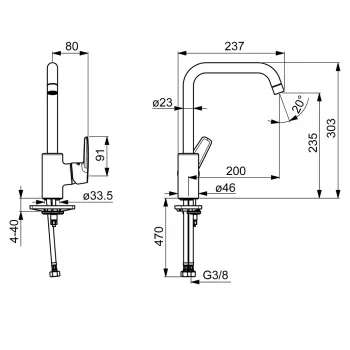 ORAS SAGA Virtuves jaucējkrāns, 3931F