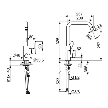 ORAS SAGA Virtuves jaucējkrāns ar ventili, 3936F
