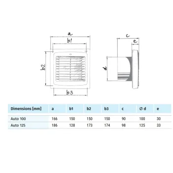Blauberg Ventilators AUTO 100 ar automātiskajām žalūzijām