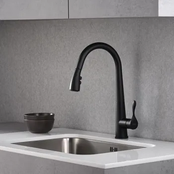 BLUE WATER STABILI Virtuves jaucējkrāns ar izvelkamu izteku, melns matēts