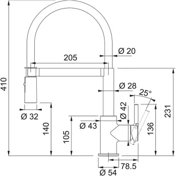 Virtuves maisītājs Franke Lina ar lokanu izvadu Hromēts/ Melns 115.0626.085