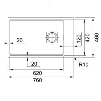 FRANKE Pabūvējamā virtuves izlietne KUBUS 2 76x46 cm, KNG 110-62  125.0512.515 FRANKE Pabūvējamā virtuves izlietne KUBUS 2 76x46 cm, KNG 110-62  125.0512.515