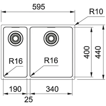 FRANKE Pabūvējamā virtuves izlietne MARIS 59.5x44 cm, MRX 160-34-19 FRANKE Pabūvējamā virtuves izlietne MARIS 59.5x44 cm, MRX 160-34-19