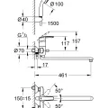 Grohe Eurosmart Cosmo Solid Vannas/dušas  jaucējkrāns ar dušas komplektu, hroms 3270800A
