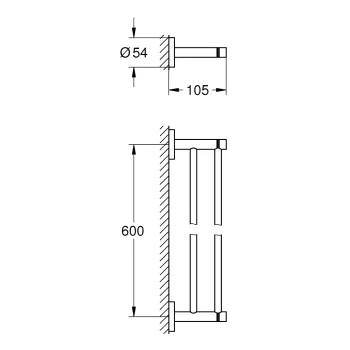 Grohe Essentials Dubultais dvieļu turētājs 60 cm, hroms