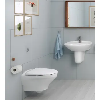 Piekaramais tualetes pods Gustavsberg Estetic 8330 sienas WC ar SoftClose vāku, CeramicPlus, Hygienic Flush, balts