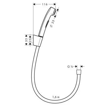Hansgrohe Bidette higiēniskā rokas duša ar hromētu dušas šļūteni 1600mm, 32128000