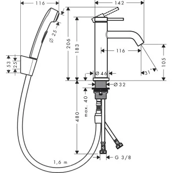 Hansgrohe Tecturis S Bidetta jaucējkrāns, hroms